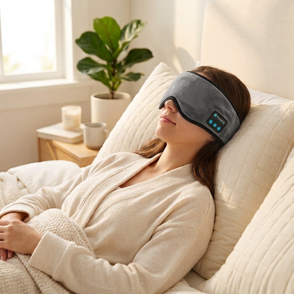 CalmMask – מסיכת שינה משולבת אוזניות להירדמות מהירה ושינה עמוקה